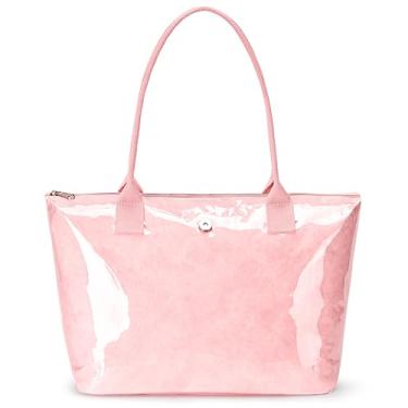 Imagem de KALIDI Bolsa hobo de papel Kraft, bolsa ultra transparente de TPU com alça superior com zíper, bolsa de ombro vintage grande para carregar toda a bolsa de plástico, rosa, Medium