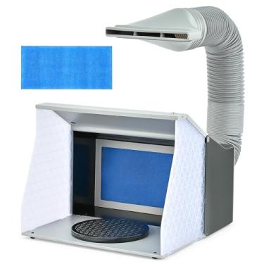 Imagem de CO-Z Cabine De Pintura Com Aerógrafo E Ventiladores Duplos, 4 Luzes Led, Mesa Giratória Dobrável Para 19,5 Cm, Portátil Hobby, Mangueira Exaustão 140 Mm Artesanato, Bolos Muito Mais