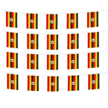 Imagem de FFILL 6,8 m 20 bandeiras bandeira Uganda, bandeira pequena de Uganda, para festas, lojas e bares decorações e celebrações do Dia Internacional. Bandeiras temáticas de países africanos - 30 países para