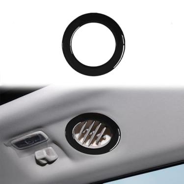 Imagem de nuoozy Adesivo de acabamento da tampa do painel da moldura da saída de vento do ar condicionado traseiro compatível com Ford Explorer 2020 2021 2022 Acessórios interiores Piano Preto (4 peças)