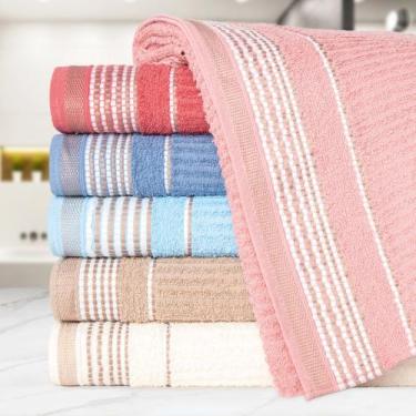 Imagem de Kit 3 Toalhas de Banho Luxo Banhão Gigante Roma Canelada 70x145cm - Mc