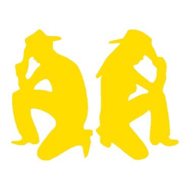 Imagem de Adesivo Decorativo Casal Cowboy e Cowgirl para carro caminhão caminhonete moto parede Country Chapéu rodeio vaquejada (AMARELO, 50x39cm)
