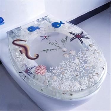 Imagem de Assento De Vaso Sanitário De Resina Impressa Tampa De Vaso Sanitário Universal Em Forma De U/V/O Dobradiça Macia Fechada Lentamente Ambientalmente Amigável Durável Antibacteri, G