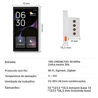 Imagem de Painel De Casa Inteligente Tuya De 5 Polegadas Multi-Função Touch Cont