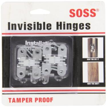 Imagem de SOSS - Dobradiça invisível de zinco 203CUNP 203 com furos para aplicações em madeira ou metal, montagem de encaixe, sem revestimento (pacote com 2)
