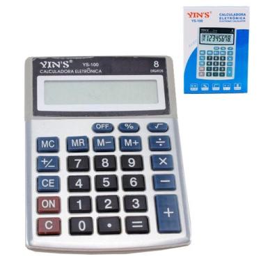 Imagem de Calculadora de Mesa 8 Dígitos Cinza - Tudo em Caixa - Genérico