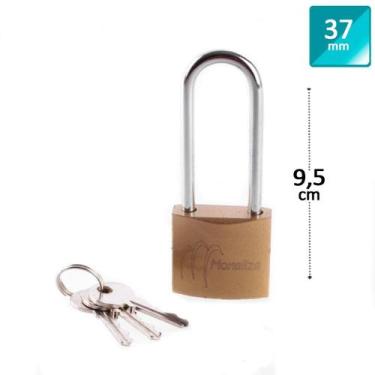 Imagem de Cadeado 37mm com 3 Chaves Haste Longa Bronze - Tudo em Caixa - Genéric