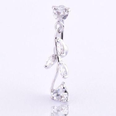 Imagem de Piercing De Umbigo Dourado Ouro Pendurado Invertido Pedra - De Castro 