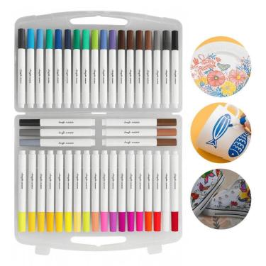 Imagem de Kit 48 Canetas Marcador Acrílico Permanente Colorida Brush