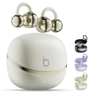 Imagem de Basike Fone de Ouvido Bluetooth 5.4 Esportivo, Áudio Estéreo Hi-Fi, ENC para Chamadas, IPX4 à Prova d’Água, Compatível com Android e iOS, Clip-On e Design de Som Aberto – Bege Claro