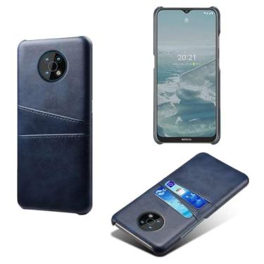 Imagem de Capas Compatível com Nokia G50,Caso de couro PU-Tampa de telefone a prova de choque com 2 slots de cartão,Proteção anti-impressão digital e anti-gota-Blue