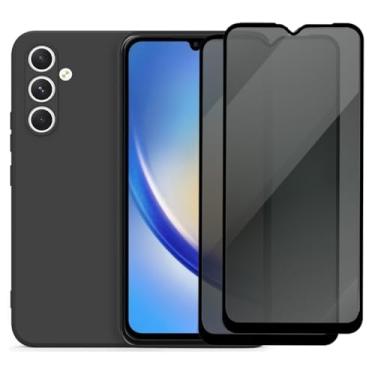 Imagem de Kit Capa Capinha Aveludada Anti Impacto e 2 Película De Privacidade Para Samsung Galaxy A34