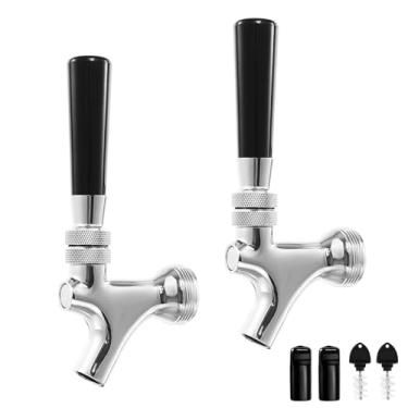 Imagem de Torneira de cerveja de barril de ar de 2 peças, torneiras Kegerator de latão polido com núcleo de aço inoxidável com alça, torneira de barril serve para hastes e torres de cerveja padrão americano