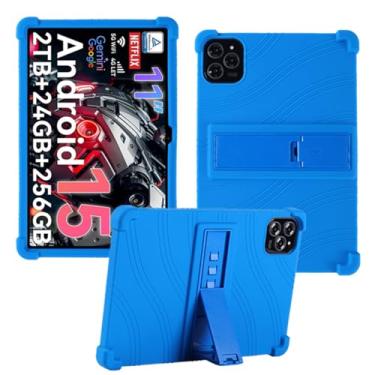 Imagem de HminSen Capa para tablet TABWEE T90 de 28 cm, capa ajustável de silicone macio para crianças para tablets TABWEE W90 (azul)