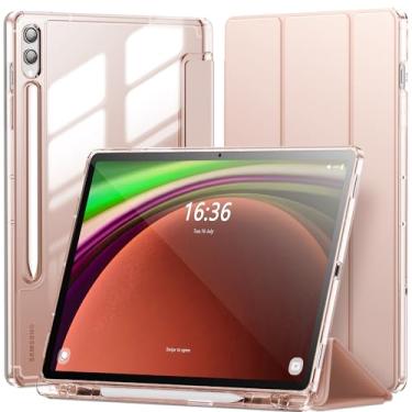 Imagem de INFILAND Capa para Samsung Galaxy Tab S9+ Plus / S9 FE+ Plus / S10+ Plus de 12,4 polegadas com suporte para S Pen, capa protetora fina e transparente suporta despertar/hibernar automaticamente (ouro
