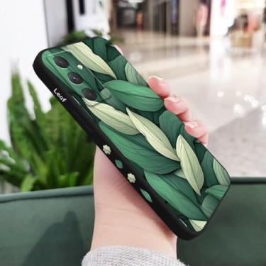 Imagem de Capa de celular com estampa de folhas para Samsung Galaxy A55 A35 A25 A15 A56 A36 A26 A16 A06 A05 A05S A54 A34 A24 A14 A04 A04S A04E 4G 5G, preta, para A05
