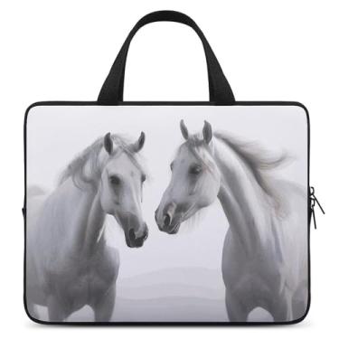Imagem de Capa para laptop à prova de choque bolsa de transporte de computador cavalos brancos capa para notebook bolsa para laptop resistente à água capas de computador tablet pasta para viagem negócios 13