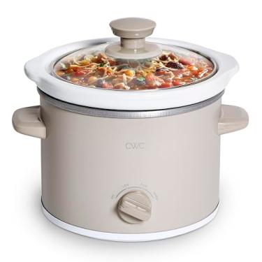 Imagem de COOK WITH COLOR Mini Panela Elétrica Redonda De Cozimento Lento 2 Qt - Configurações Ajustáveis, Cerâmica Removível, Tampa Vidro Temperado, Lavável Na Máquina Lavar Louça, Alças Laterais Frias Ao To