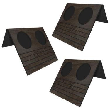 Imagem de Kit 03 Esteiras Bandeja Com Suporte Para Copos Para Sofá MDF Tabaco G2