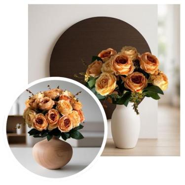 Imagem de Flores Artificiais 2 Buquêsde Rosas com Folhagem Para Arranjos Decorat