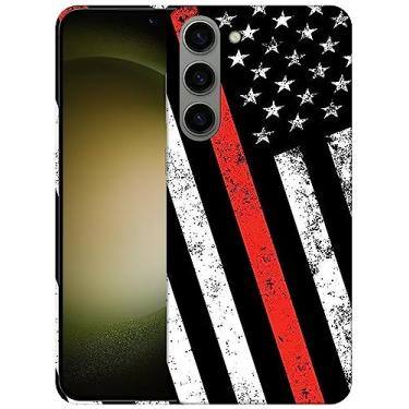 Imagem de SM CASES Capa para Samsung Galaxy S24 Plus 5G - Linha Vermelha Fina Bandeira dos Bombeiros Design Impresso 3D Capa Traseira de Plástico Rígido Compatível com Samsung Galaxy S24+