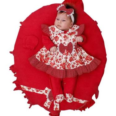 Imagem de Saída de Maternidade Menina Natalie Luxo Floral Vermelho 05 Peças - Am