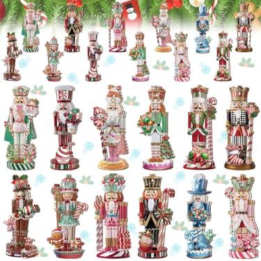 Imagem de Barydat 36 peças de enfeites de Natal para árvore quebra-nozes de madeira homem de gengibre boneco de neve decoração de Natal de porcelana azul e branca enfeites de pendurar para artesanato de árvore