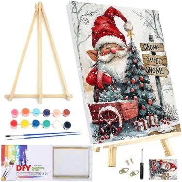 Imagem de WUDWL Kit de pintura por números para adultos, tela emoldurada, com cavalete de madeira, pintura por números para crianças de 8 a 12 anos, artesanato de pintura a óleo de paisagem acrílica DIY de