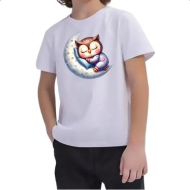 Imagem de Camiseta Infantil Cute Coruja dormindo na Lua - Alearts, 4