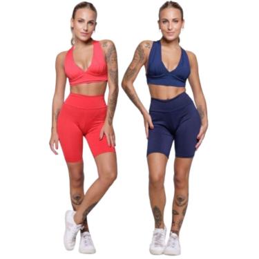 Imagem de KIT 2 Conjunto Top Bojo e Bermudinha Serra e Mar Roupa Para Academia Treino Moda Fitness-Feminino