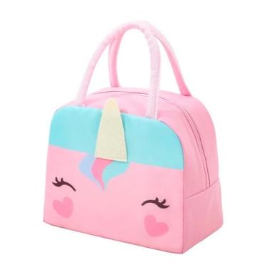 Imagem de Lancheira Térmica bolsa Infantil com Desenhos Animado, Tecido Oxford, Conserva Alimentos Quentes e Frios, escola pequinique, criança volta aula, marmiteira portatil (Unicornio)