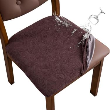 Imagem de YUEANG Capa de assento de cadeira impermeável para sala de jantar - conjunto de 6 capas protetoras de assento de cadeira de cozinha para banquete de restaurante em casa (chocolate, grande)
