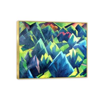 Imagem de RYLJCZ Lâminas de arte mural famosas de Adolf Erbsloh - Dancing Trees- Reproduções de pinturas em tela- Quadro emoldurado póster decoração de parede giclée 70 x 84 cm (27,6 x 33,0 pol) moldura preta