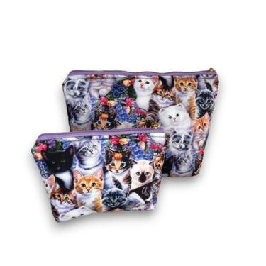 Imagem de Kit de Necessaire Grande e Pequena - DaniBordados, Gatos