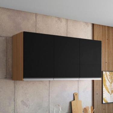 Imagem de Armario Aereo Texas 4pts 1,50m amendoa preto - Mais de Casa