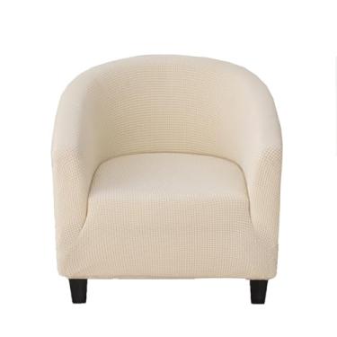 Imagem de CRFATOP Capa macia para cadeira de clube, capa elástica para cadeira de barril, jacquard, capas redondas para sofá, poltrona, elastano, protetor de móveis removível para sala de estar, bege