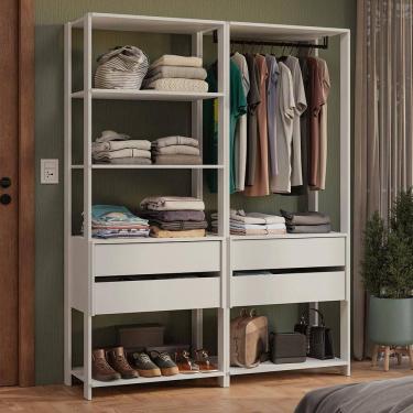 Imagem de Guarda-Roupa Closet Modulado 4 Gavetas 140 cm Branco Valencia Madesa