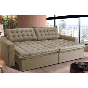 Imagem de Sofá Retrátil Reclinável E Cama 2,35m Cama Inbox Flex Suede Velusoft Bege