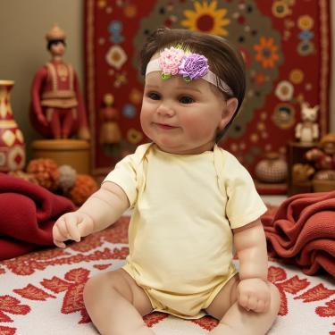 Imagem de WKMRH Bebê Boneca Reborn Realista Menina Original, Bebê Reborn Abra seus olhos 3D Pintura de Corpo Vinil Corpo Inteiro Silicone Lavável