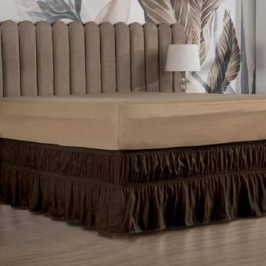 Imagem de Saia Box Cama Solteiro 2 Elásticos Ajustável Babado 1 Peça