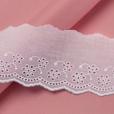 Imagem de Bordado Inglês de Algodão ArtePunto Aviamento Renda Lese Peça Fechada Vários Modelos (Branco, BA031 (6,5cm))