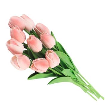 Imagem de Flores artificiais, tulipas artificiais de látex, flores de toque real para decoração de casa de casamento, tulipas, simulação