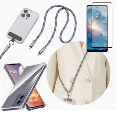 Imagem de Capa Para Moto G04s + Cordão Colar Cabo Tipo C + Película de Vidro - Armyshield