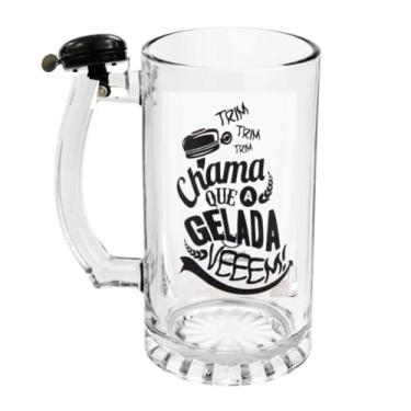 Imagem de Kit Caneca Chopp Vidro Premium 450ml com Campainha Sino