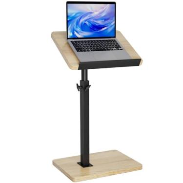 Imagem de IBUYKE Bandeja de mesa para sofá, ângulo ajustável, mesa giratória de 360° para espaços pequenos, para telefone e tablet, mesa de café pequena moderna para sofá/cama, natural UTVT004R