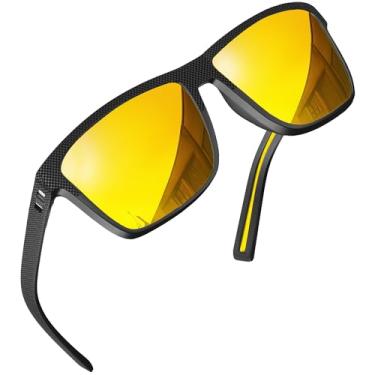 Imagem de grinderPUNCH Óculos De Sol Polarizados Masculinos, Armação Tr90 Leve, Proteção Uv400, Visão Noturna, Antirreflexo, Óculos De Dirigir (Amarelo)
