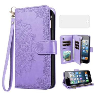 Imagem de Asuwish Capa de telefone para iPhone 5/5S/SE 2016 capa carteira celular com protetor de tela de vidro temperado e flor flip porta-cartão de crédito suporte suporte i 5SE 1 1ª geração A1662 A1723