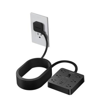 Imagem de Cabo de extensão TESSAN de 15 pés com 6 saídas e 3 portas USB 1700J pr