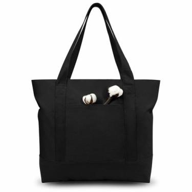 Imagem de Sacola de lona TopDesign elegante com bolso externo preto