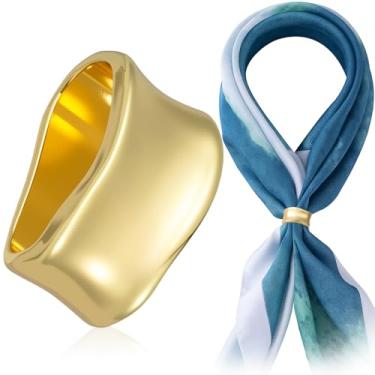 Imagem de Joez Wonderful Clipe de anel de cachecol, fivela de lenço de seda de corrente grossa, clipes de xale, fecho de cachecol, alfinete de cachecóis, Anel, ouro, 1''×0.54''